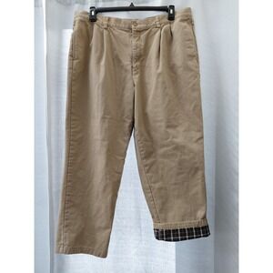 L.L. Bean Pants Men's 40x29 Khaki Natural Fit Flannel Lined Pleated